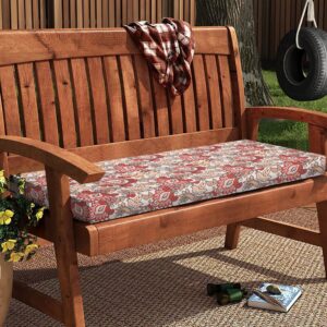 Magpie Fabrics Patio Bench Cushion Cover 45x18x3 Inch, NO Insert! Water Resistant Outdoor Loveseat Replacement Cover with Zipper (Botanical Red Orange)