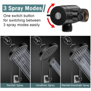 Taiker Filtered Shower Head, High Pressure Rainfall Shower Head/Handheld Shower Filter Combo, Luxury Modern Chrome Plated with 60'' Hose Anti-leak with Holder (Black)