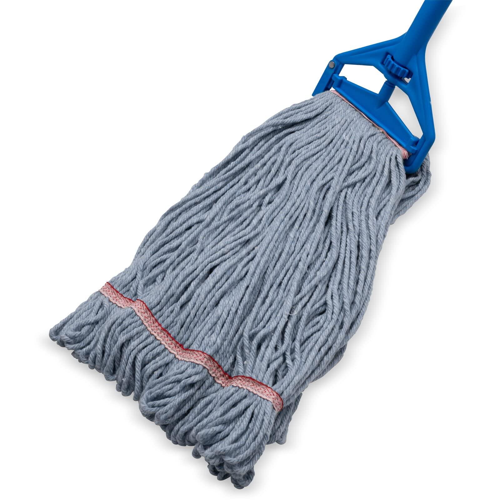 SPARTA Flo-Pac Cotton Mop Head, Loop-Ended, Wide Band with 1" Red Band for Organized Cleaning, Large, Blue