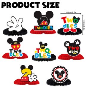 Cartoon Black Red Mouse Happy 2nd Birthday Honeycomb Centerpieces Oh Twodles Theme Decor for Boy Girl Princess High Chair 2nd Birthday Party Baby Shower Favors Supplies Decorations Photo Booth Props