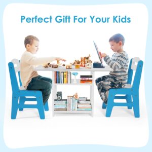 Bateso Kids Table & Chair Set, Toddler Table and Chairs Set​ with Storage, Kids Table and 2 Chairs with Storage for Learning, Teaching, Eating, Playing, Kindergarten, Living Room