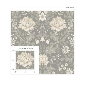 NextWall Honeysuckle Trail Floral Peel and Stick Wallpaper (Daydream Grey)