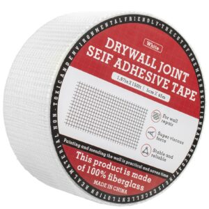 nezuiban drywall joint tape, fiberglass mesh tape for drywall repair,1.97“×150 ft self-adhesive drywall mesh tape for sheetrock crack repair