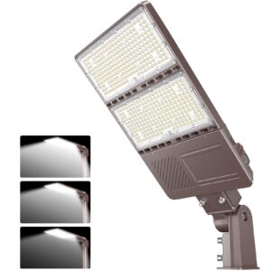 adub led parking lot light 320w 250w 200w wattage adjustable, ul&dlc listed dusk to dawn led shoebox light 5000k, outdoor pole light slip fit, ip65 commercial street area flood lighting, ac100-277v