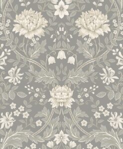 nextwall honeysuckle trail floral peel and stick wallpaper (daydream grey)