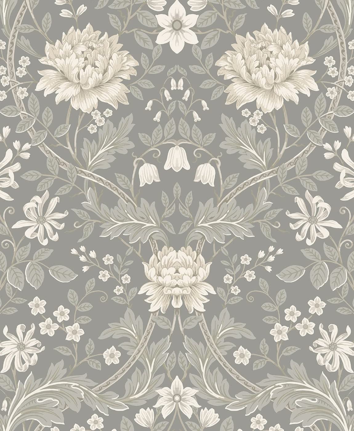 NextWall Honeysuckle Trail Floral Peel and Stick Wallpaper (Daydream Grey)