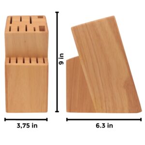 Kitchen knife holder elegant & sturdy (15 slots). Universal knife block with slots for knives, scissor and sharpenner. Knife Block without Knives. Kitchen knife holders for counter top. (Pine)