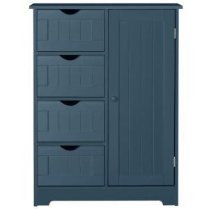 VEIKOU Bathroom Storage Cabinet with 4 Drawers, Freestanding Small Bathroom Cabinet w/Removable Shelf & Anti-Topping Design, Living Room Organizer Cabinet, Dark Teal