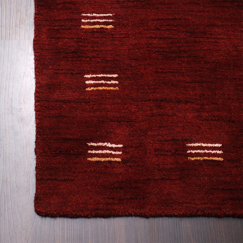 Hand Knotted Loom Wool ECO-Friendly Area Rugs - 9'x12', Rectangle, Red Color, Contemporary Modern Design, High Pile Thick Handmade Anti Skid Rugs for Living Room (L00104)