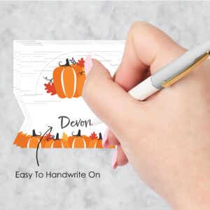 Big Dot of Happiness Fall Pumpkin - Halloween or Thanksgiving Party Tent Buffet Card - Table Setting Name Place Cards - Set of 24