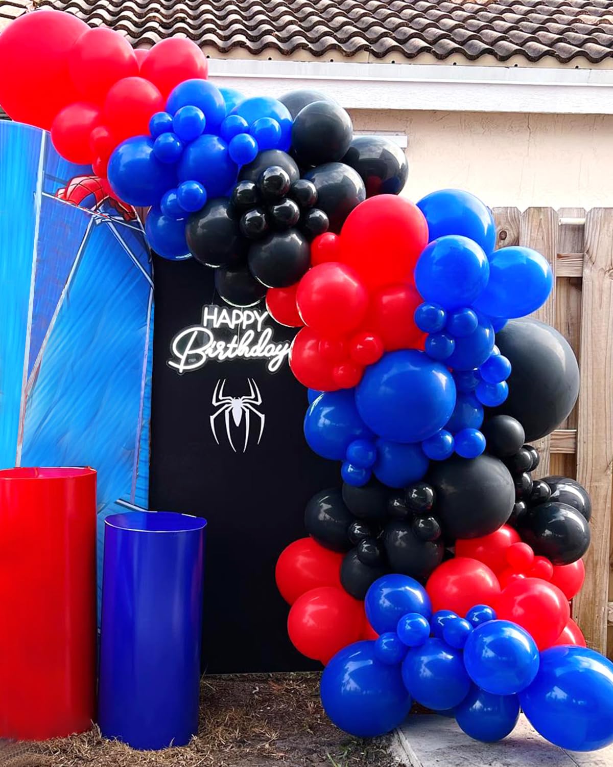 Royal Blue and Red Black Balloons Arch Garland Kit-145pcs Red Black Blue Latex Balloons for Boy's Baby Shower Spider Hero Graduation Birthday Party Supply Decorations