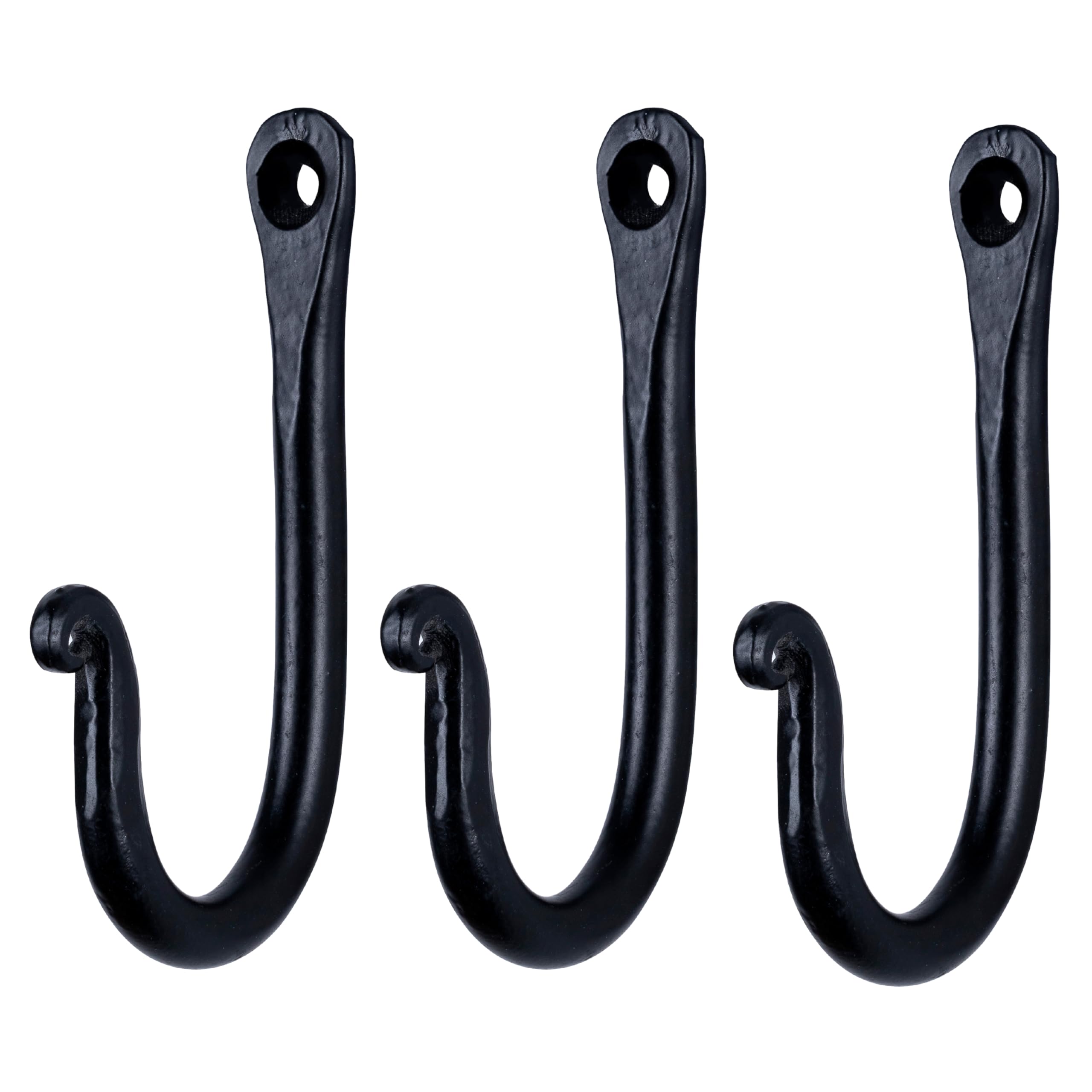 Hell Blues Decorative Hook Wrought Iron Wall Mount Coat Hooks ~ Set of 3 Handmade Classic Wall Hooks for Hanging Keys, Bags, Towels (Robe Hanger)