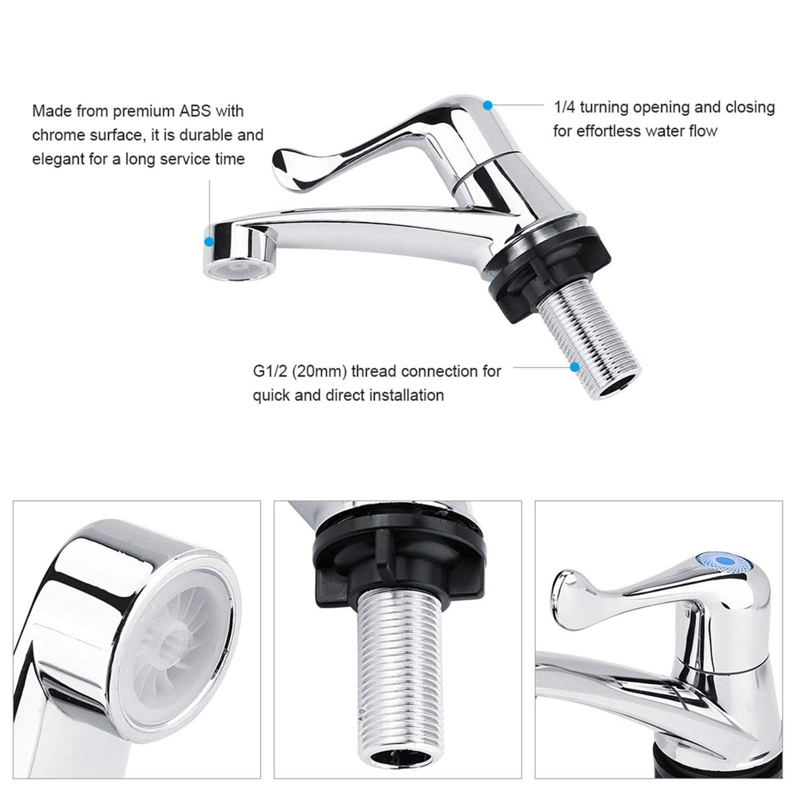 Joyzan Basin Water Tap, Bathroom Faucet Single Lever Single Handle ABS Single Cold Faucet Sink Water Tap for Bathroom Kitchen Rest Room Bathtub(Fishtail G1/2)