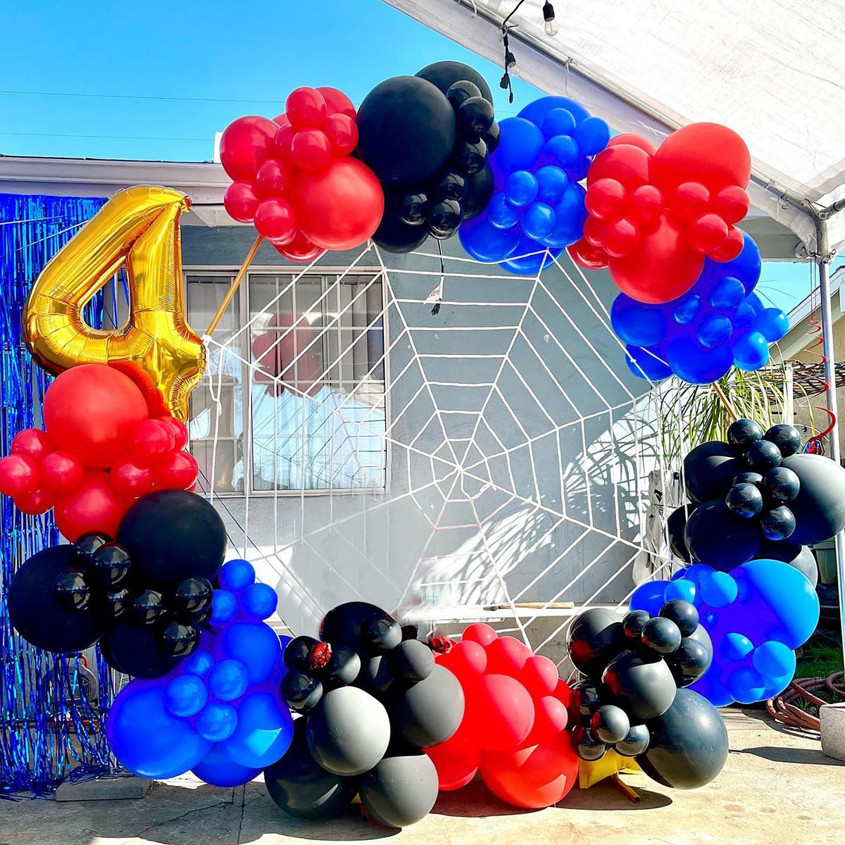 Royal Blue and Red Black Balloons Arch Garland Kit-145pcs Red Black Blue Latex Balloons for Boy's Baby Shower Spider Hero Graduation Birthday Party Supply Decorations