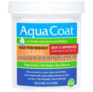 aqua coat water based high performance clear wood grain filler gel, great for home improvement and diy woodworking professionals, low odor, fast drying and stainable, 1 pint