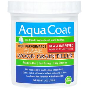 Aqua Coat Water Based High Performance Clear Wood Grain Filler Gel, Great for Home Improvement and DIY Woodworking Professionals, Low Odor, Fast Drying and Stainable, 1 Pint