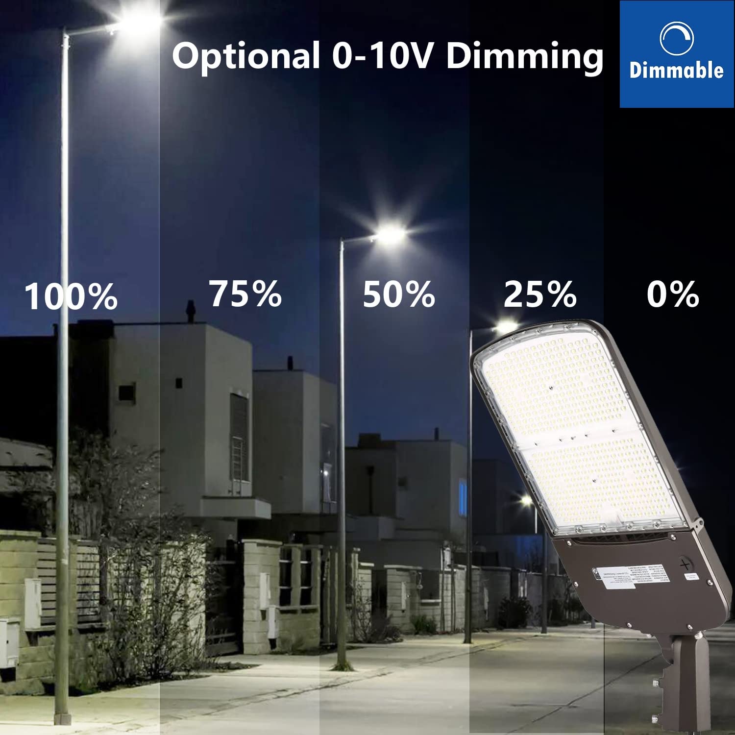 300W Outdoor LED Parking Lot Light with Slip Fitter Mount, 0-10V Dimmable, 5000K, 45000LM [1000W HPS/HID Equiv] UL/DLC Dusk to Dawn Photocell Sensor LED Commercial LED Flood Light