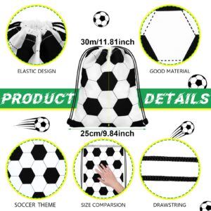 Shappy 24 Pieces Small Sport Drawstring Bags Candy Bag Party Goodie Favor Supplies Gifts for Sports (Soccer, 9.8 x 11.8 Inch)