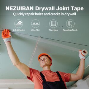 NEZUIBAN Drywall Joint Tape, Fiberglass Mesh Tape for Drywall Repair,1.97“×150 Ft Self-Adhesive Drywall Mesh Tape for Sheetrock Crack Repair