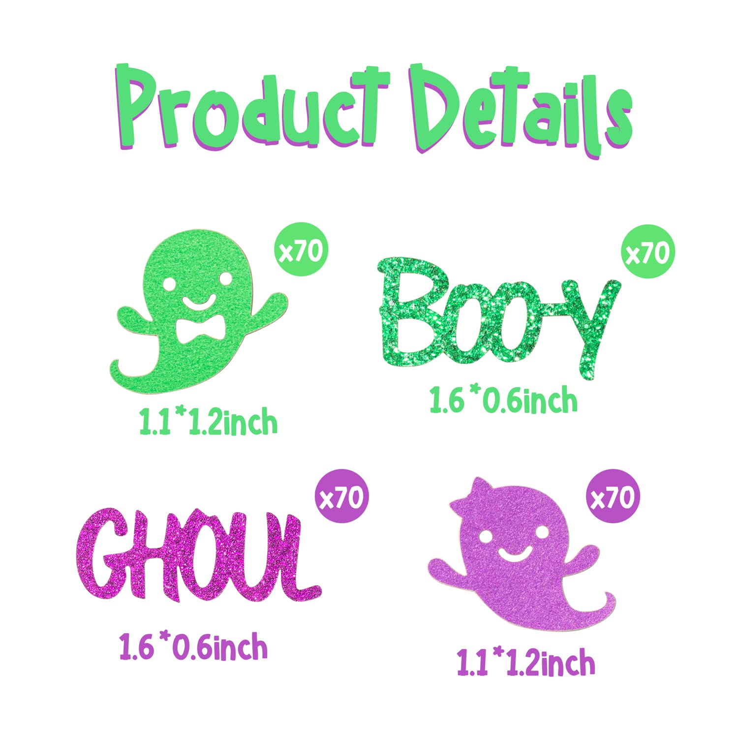 Winnwing 280Pcs Boo-y or Ghoul Halloween Gender Reveal Confetti Glitter Sprinkles Paper Scatter Table Decorations Supplies Team Boy Team Girl He or She Baby Shower Birthday Wedding (Green,Purple)