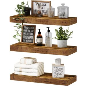 qeeig farmhouse floating shelves 16 inch set of 2 & floating shelves set of 3 bundle (contains 2 items)