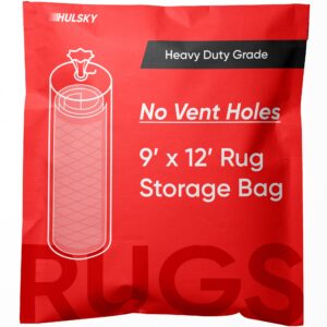 hulsky rug storage bag - 3 mil heavy duty rug storage bag for moving and storage - fits rugs up to 9' x 12' - no vent holes