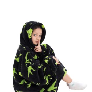 Pterygoid Wearable Blanket Hoodie for Kids,Toddler Oversized FLeece Hooded Sweatshirt with Pocket for Children Girls Boys