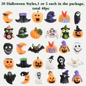 48 Pcs Halloween Mochi Squishy Toys,Mini Squishies Cute Squeeze Toy Stress Reliever Anxiety Packs for Kid Party Favors,Christmas Miniature (Halloween)