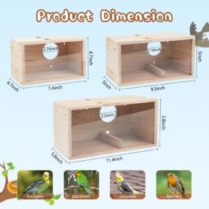 GINDOOR Parakeet Nesting Box Transparent Bird House for Cage Natural Wood Breeding Box for Parrot Parakeet Cockatiel Lovebirds Budgie Conure and Other Small Birds