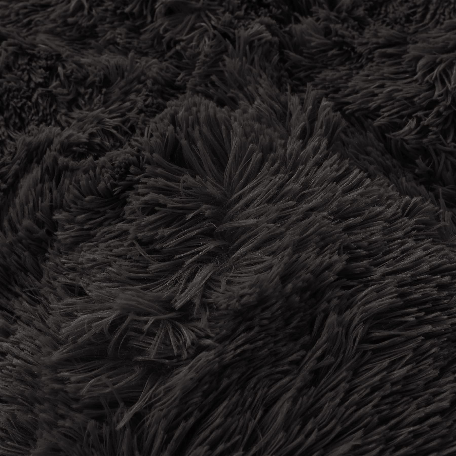 Ultra Soft Black Faux Fur 3 Piece Queen Comforter Set - Plush Fluffy Bedding With Duvet Cover and 2 Pillowcases