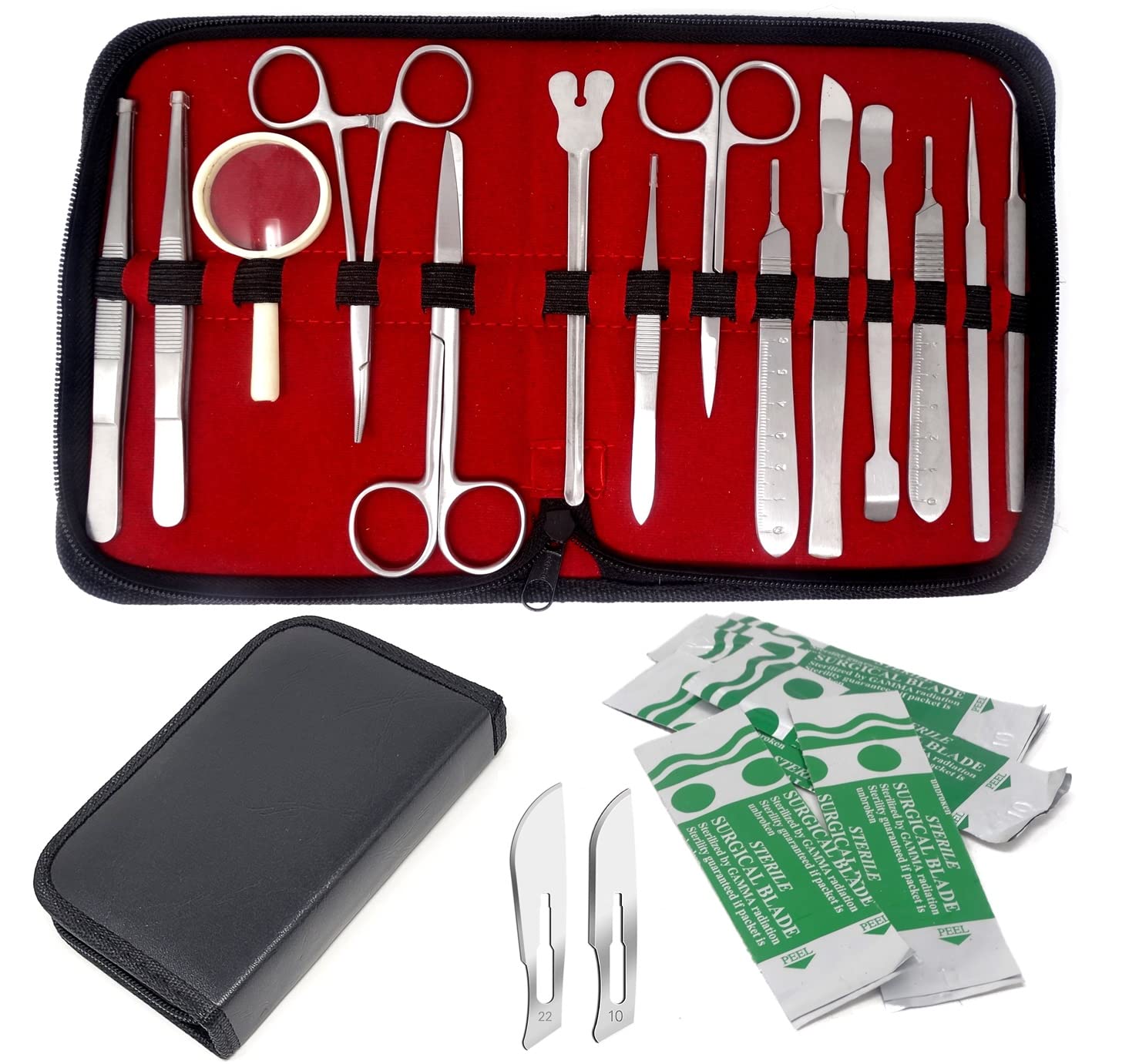 34 Pieces Advanced Dissection Kit Biology Lab Anatomy Dissecting Kit Set for Educating Medical Students and Veterinary with Stainless Steel Knife Handle Blades