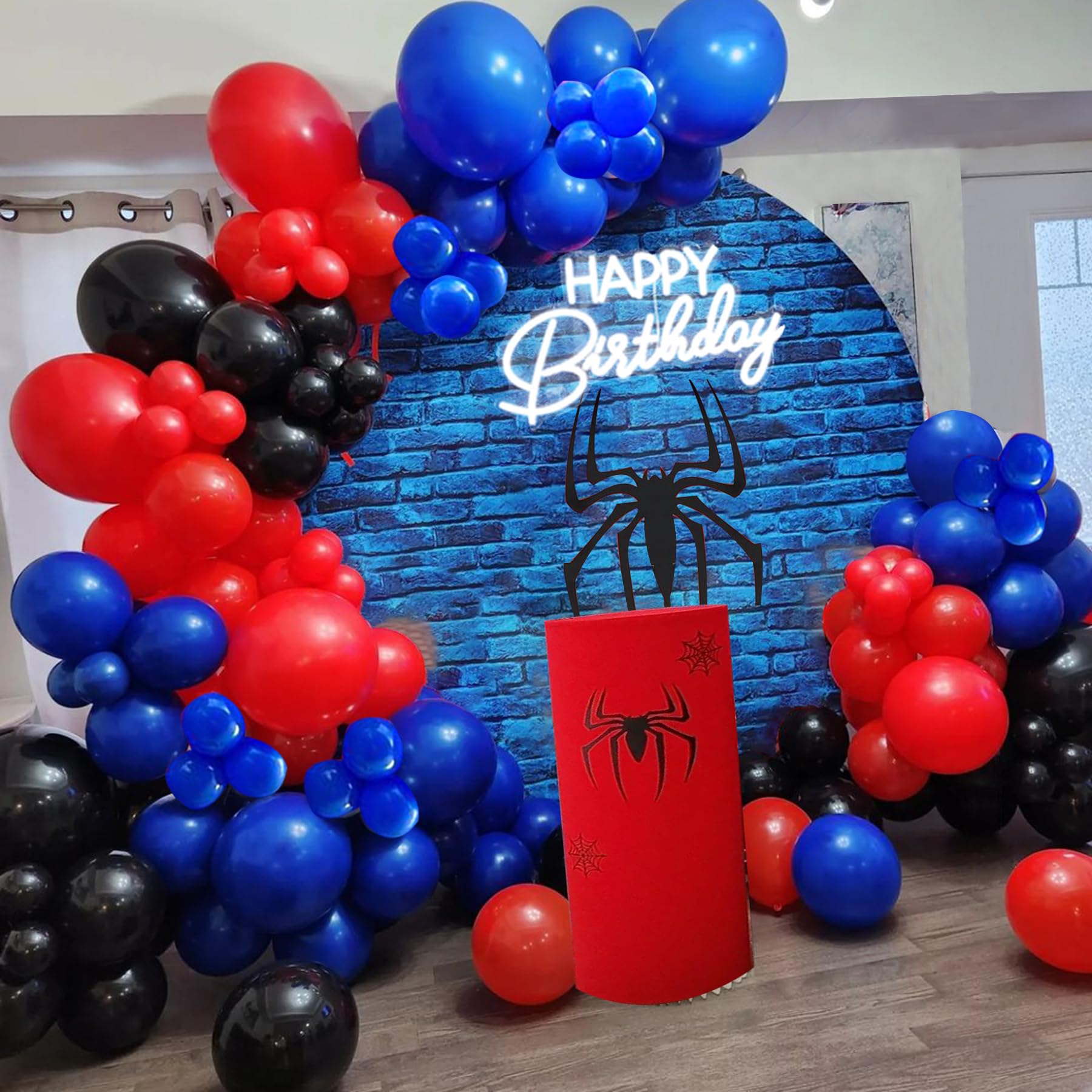 Royal Blue and Red Black Balloons Arch Garland Kit-145pcs Red Black Blue Latex Balloons for Boy's Baby Shower Spider Hero Graduation Birthday Party Supply Decorations