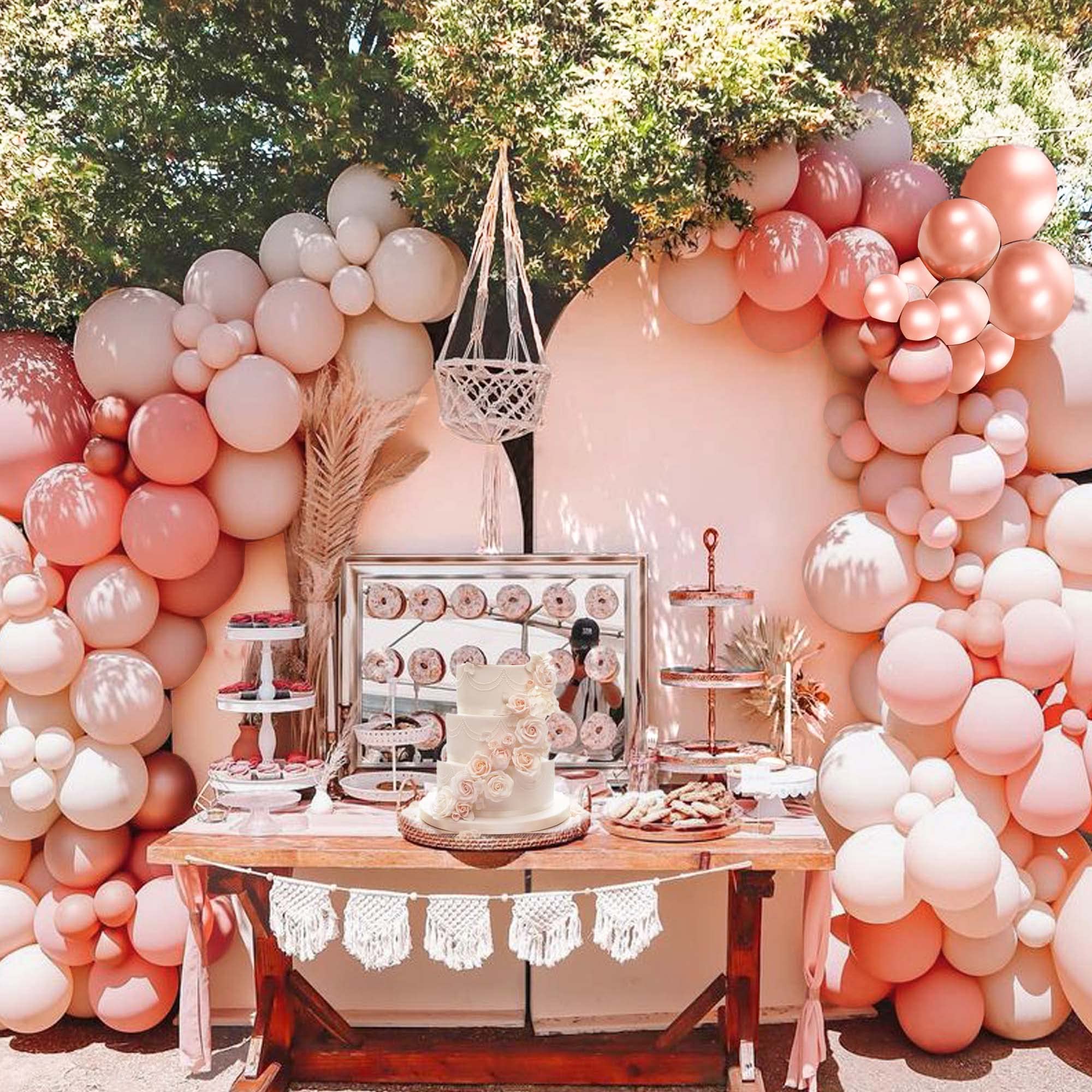 Boho Pink Balloon Arch Garland Kit, SCMDOTI Blush Pink Balloon Arch with Double Stuffed Dusty Pink Nude Neutral Balloons for Baby in Bloom Baby Shower, Birthday, Weddings,Bridal Shower Decoration