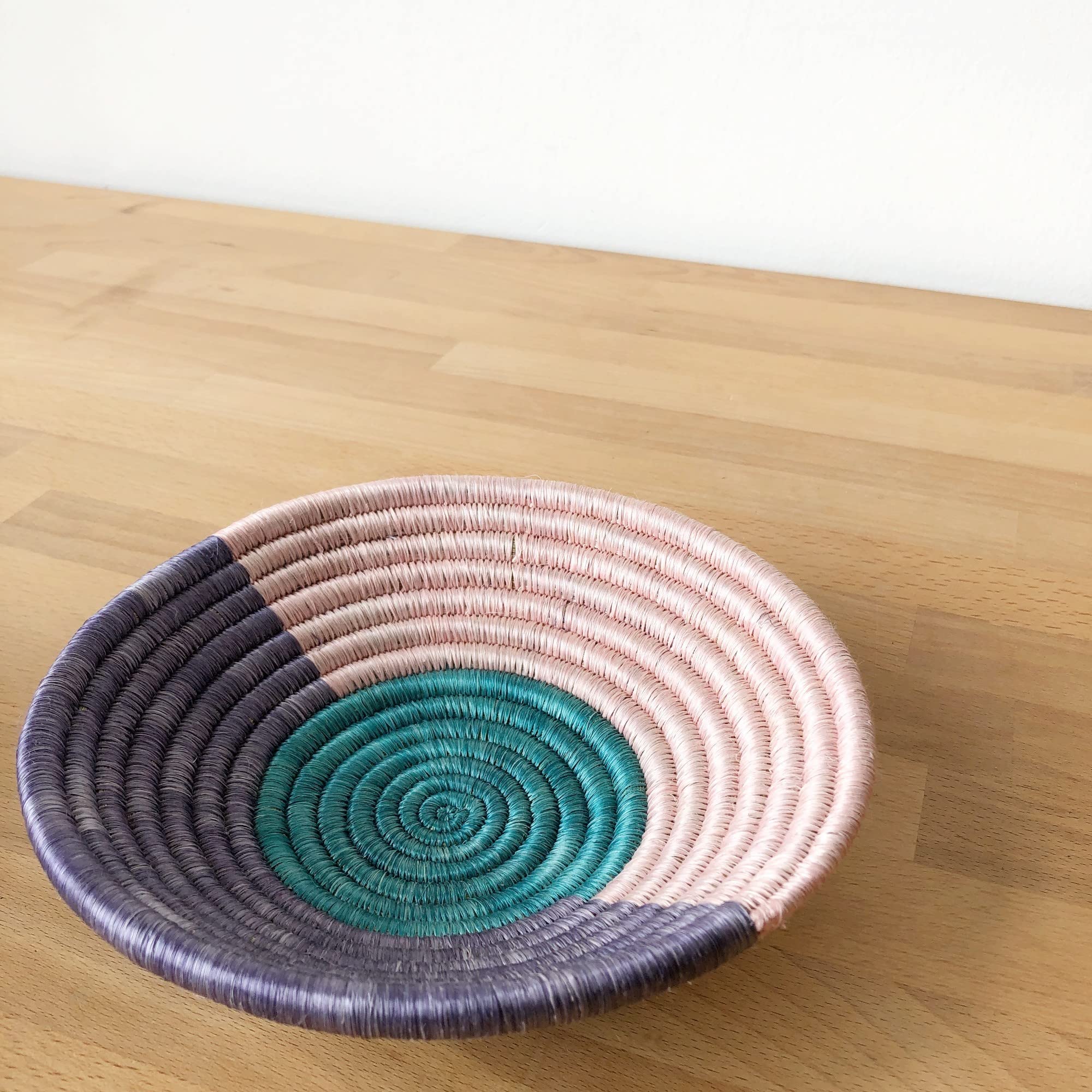 Small African Basket- Nyakizu/Rwanda Basket/Woven Bowl/Sisal & Sweetgrass Basket/Lilac, Blush, Teal