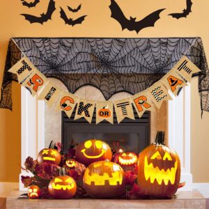 halloween banner happy trick or treat hanging burlap banner for fireplace, halloween bunting garland banner for mantle home halloween party decorations