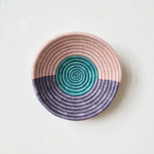 small african basket- nyakizu/rwanda basket/woven bowl/sisal & sweetgrass basket/lilac, blush, teal