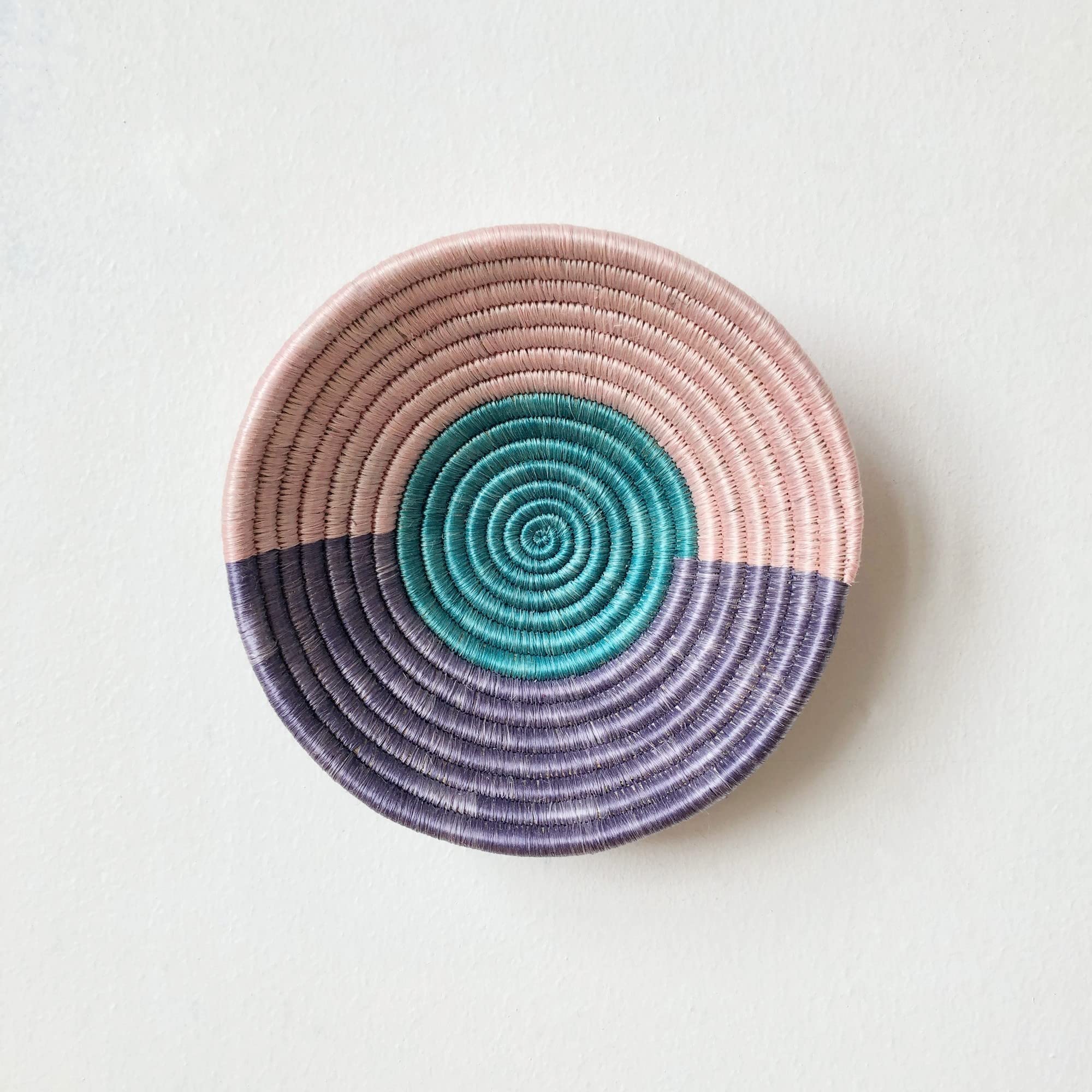 Small African Basket- Nyakizu/Rwanda Basket/Woven Bowl/Sisal & Sweetgrass Basket/Lilac, Blush, Teal