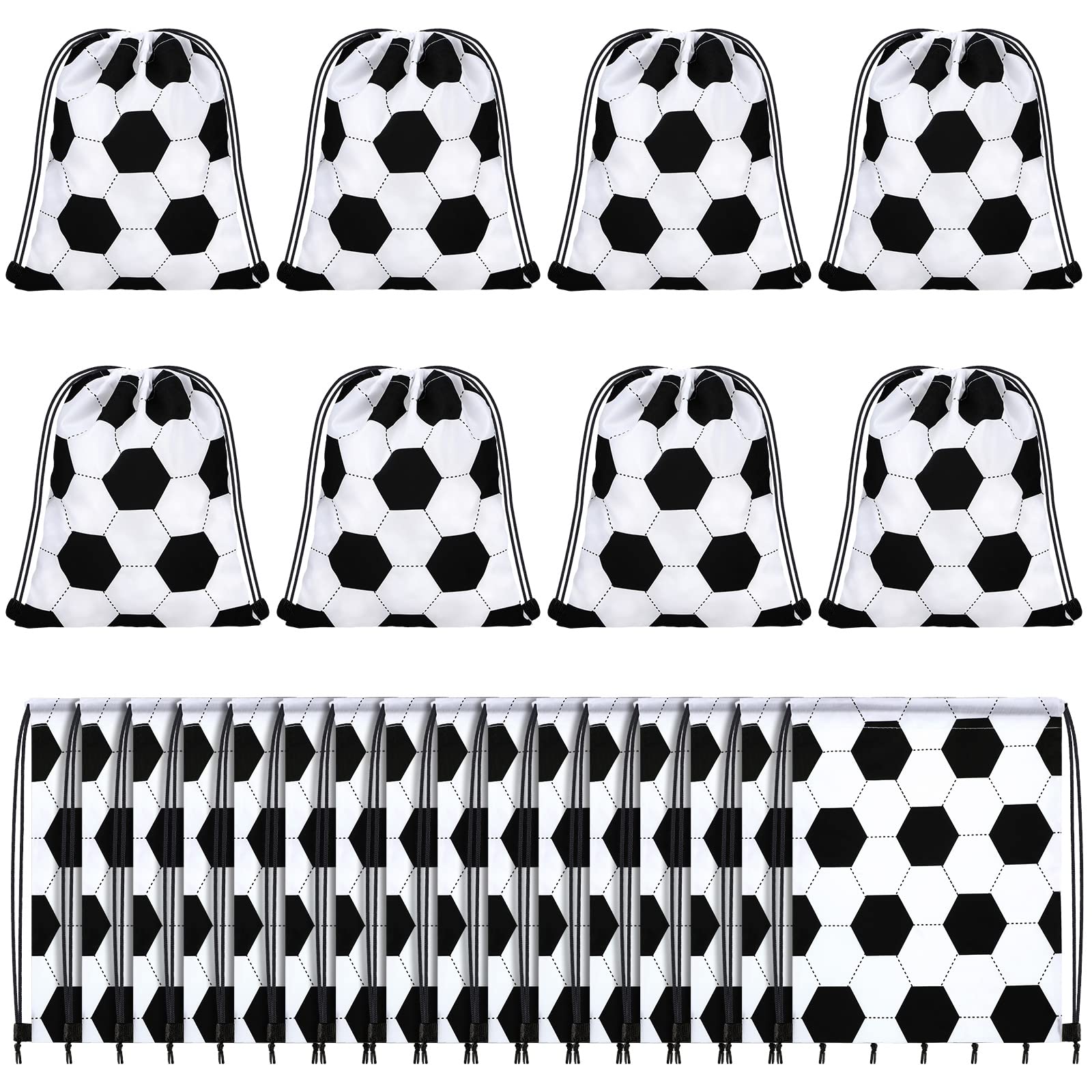 Shappy 24 Pieces Small Sport Drawstring Bags Candy Bag Party Goodie Favor Supplies Gifts for Sports (Soccer, 9.8 x 11.8 Inch)