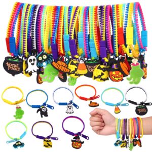 yujun 28pcs halloween zipper bracelets for kids,halloween party favor fidget zipper wristbands bulk trick or treat gifts prizes giveaways candy goodie bag stuffers and kids halloween party supplies