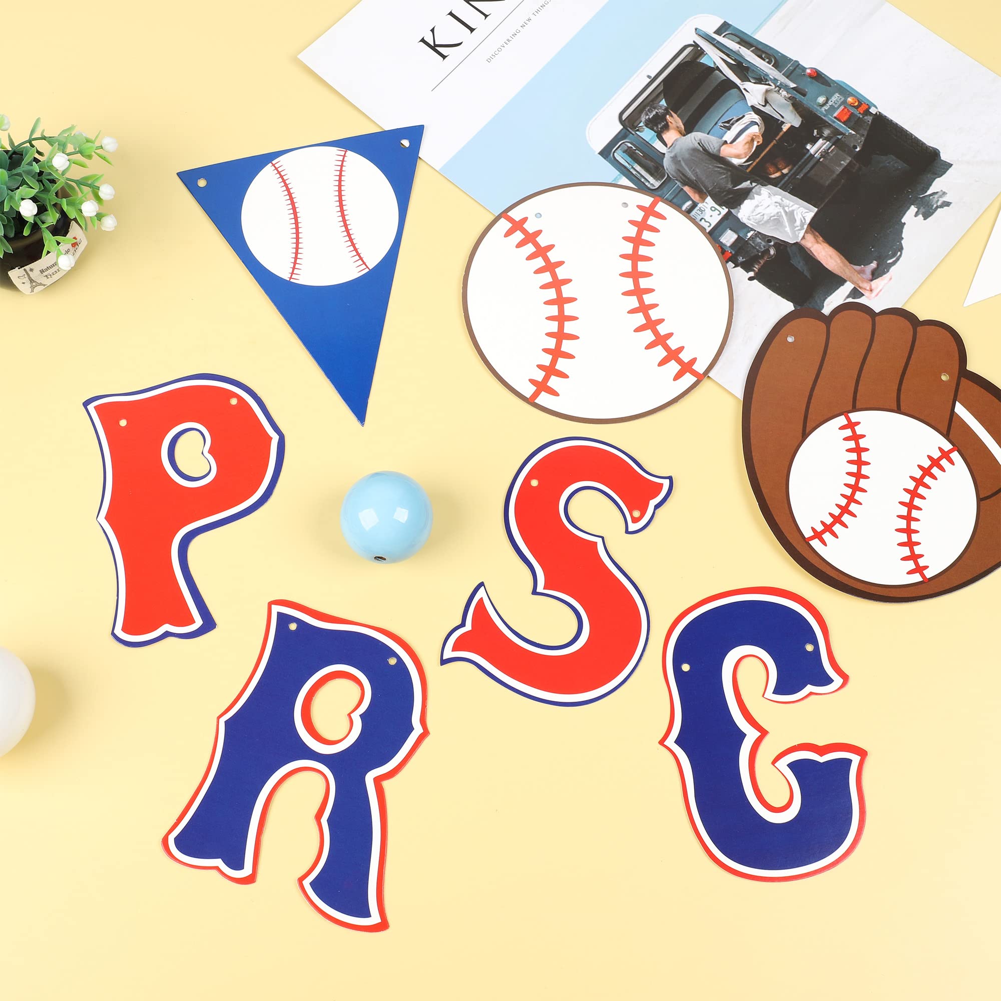 Set of 5 Baseball Birthday Banners Baseball Sports Paper Garlands Baseball Pennant Bunting Flag Decor Concessions Party Sign for Party Supplies Baby Shower Boys and Girls