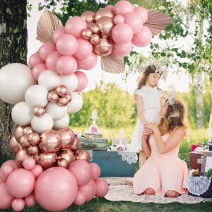 Pink Balloon Garland Arch Kit, Sakura Pink Sand White and Metallic Rose Gold Latex Balloons for Baby Shower Wedding Birthday Graduation Anniversary Bachelorette Party Decorations