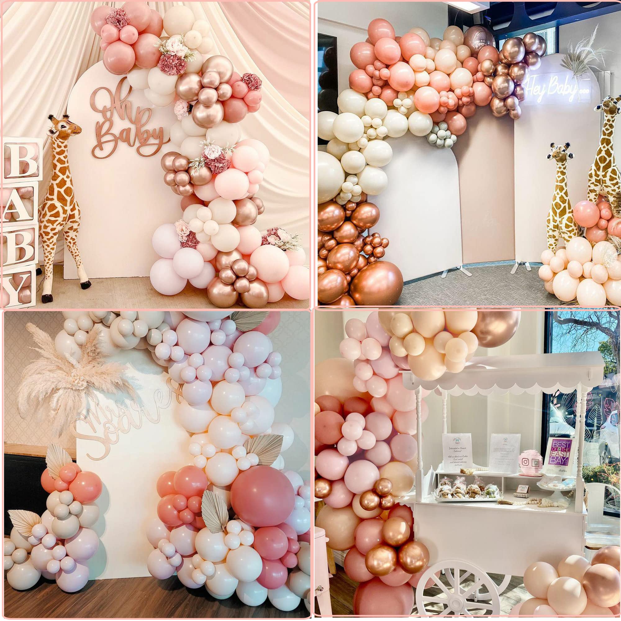 Boho Pink Balloon Arch Garland Kit, SCMDOTI Blush Pink Balloon Arch with Double Stuffed Dusty Pink Nude Neutral Balloons for Baby in Bloom Baby Shower, Birthday, Weddings,Bridal Shower Decoration