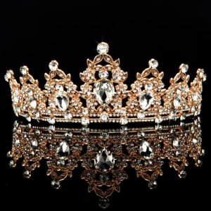 CIEHER Bride To Be Kit: Crystal Crown, Gold Sash for Bridal Shower & Bachelorette Party Decorations - Crystal Material