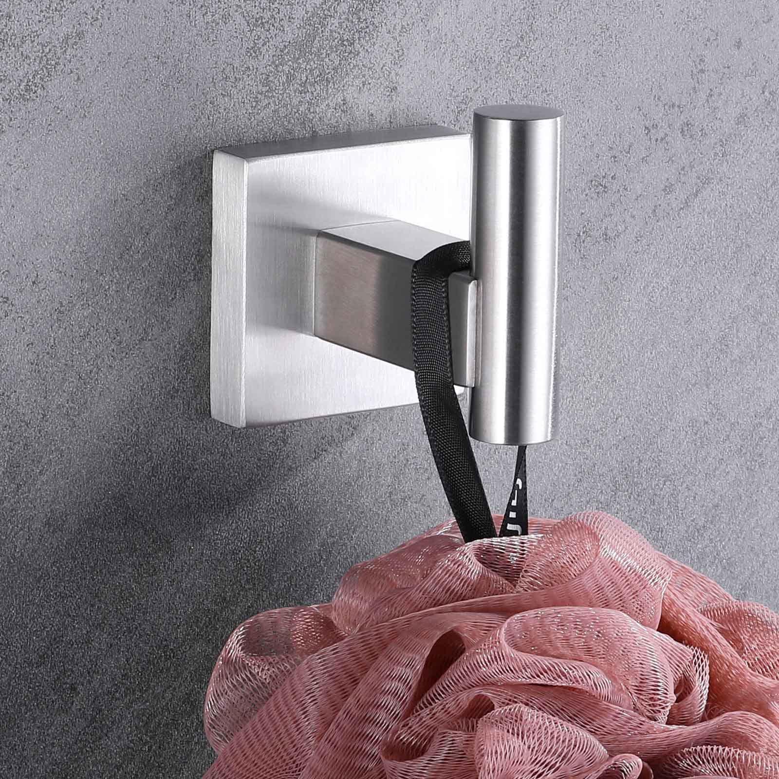 Suyar Bathroom Towel Hook Brushed Nickel, SUS304 Stainless Steel Robe Coat Holder for Shower Kitchen Closet Garage, Modern Heavy Duty Clothes Hook Wall Mounted