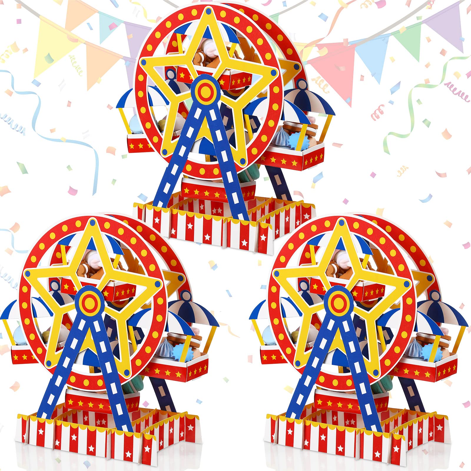 Carnival Ferris Wheel Centerpiece Carnival Theme Party Decorations Carnival Cake Holder Circus Carnival Favor Supplies for Candy Desserts Cake Carnival Ferris Wheel Party Decorations