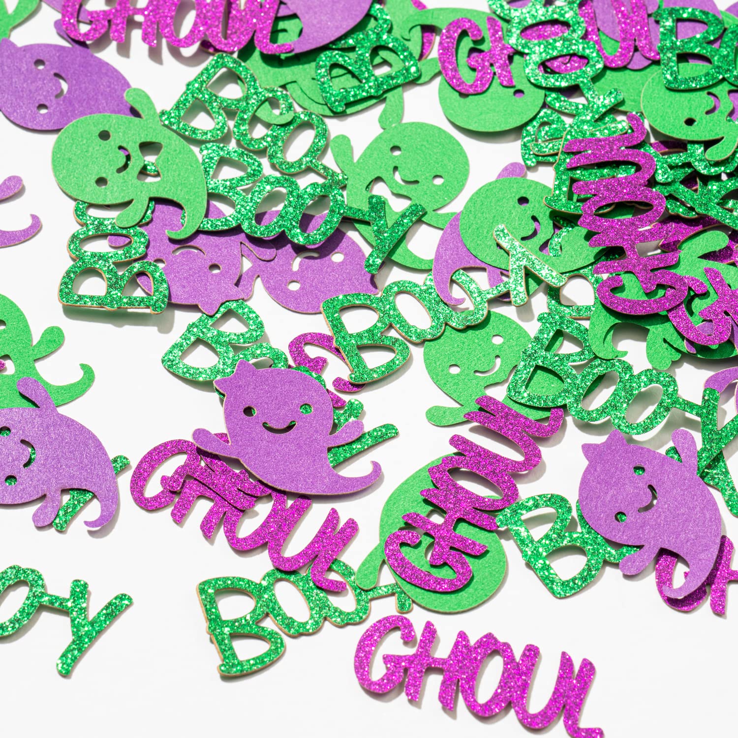 Winnwing 280Pcs Boo-y or Ghoul Halloween Gender Reveal Confetti Glitter Sprinkles Paper Scatter Table Decorations Supplies Team Boy Team Girl He or She Baby Shower Birthday Wedding (Green,Purple)