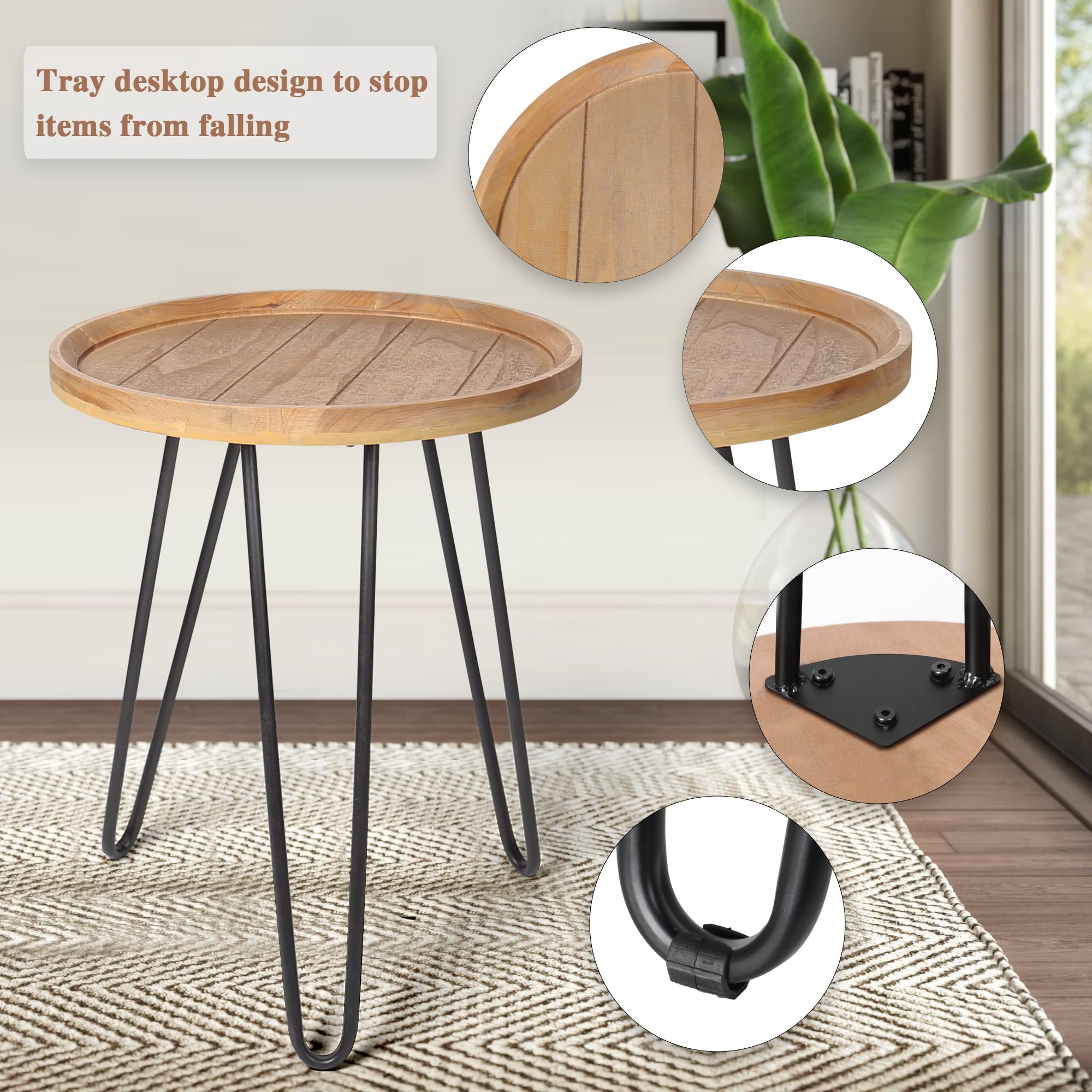 Oakrain Nesting Tables for Living Room, Round Nesting Coffee Table, Farmhouse End Tables Living Room Set of 2, Wood Side Tables Set of 2 for Sofa, Bedroom