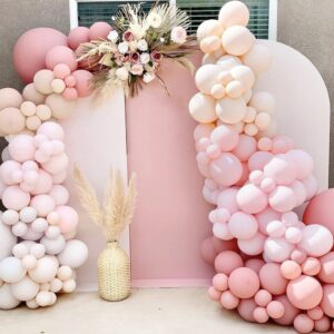 Boho Pink Balloon Arch Garland Kit, SCMDOTI Blush Pink Balloon Arch with Double Stuffed Dusty Pink Nude Neutral Balloons for Baby in Bloom Baby Shower, Birthday, Weddings,Bridal Shower Decoration