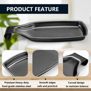 Black Stainless Steel Spoon Rest for Kitchen Stove Top, Herogo Large Cooking Utensil Spatula Ladle Holder with Square Bottom, Kitchen Accessories for Kitchen Countertop, Heavy Duty, Dishwasher Safe