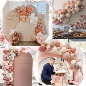 Boho Pink Balloon Arch Garland Kit, SCMDOTI Blush Pink Balloon Arch with Double Stuffed Dusty Pink Nude Neutral Balloons for Baby in Bloom Baby Shower, Birthday, Weddings,Bridal Shower Decoration